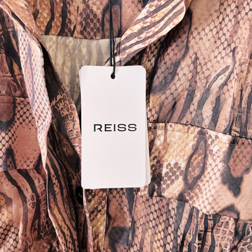 Reiss Women’s Farah Snake Print Belted Midi Dress Size‎ 6 NWT Brown Tan - Picture 5 of 14